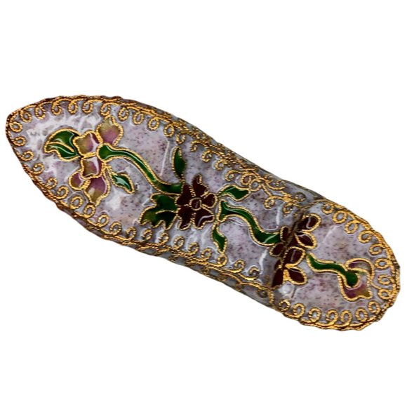 Enameled Cloisonne Style Vintage Shoe Ornament Purple - Picture 9 of 12